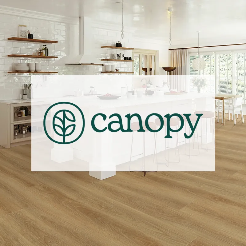 Canopy luxury vinyl flooring with cushioned core in a living room