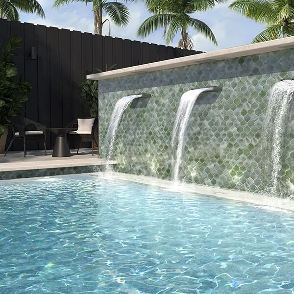 Emser pool tile surrounding a swimming pool | Color Interiors