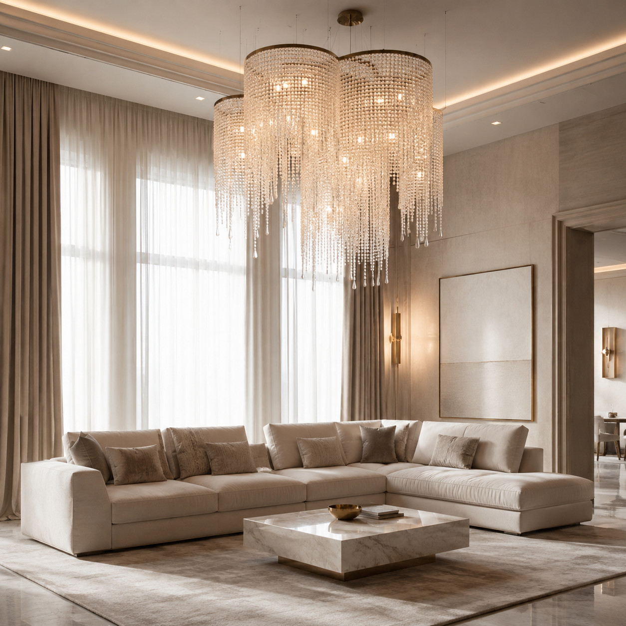 statement chandelier living room - Color Interiors Design Center